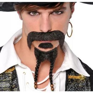Pirate Moustache & Goatee Set Halloween dress up costume